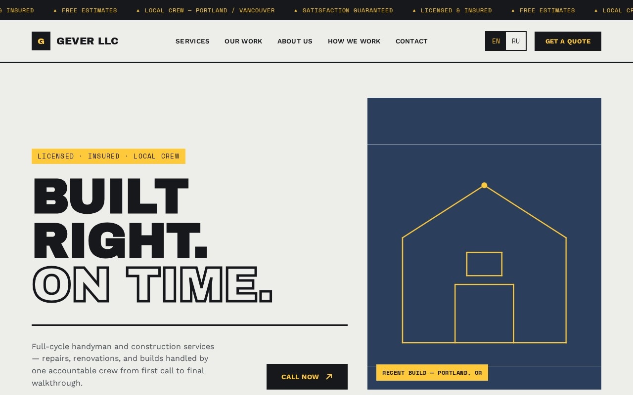 Gever LLC construction company website